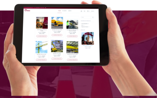 Catálogo virtual de cursos en una tableta